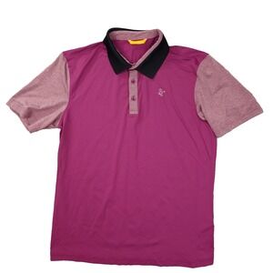 Louis Castel Pink Colorblock Polo Shirt Men's size 105 Golf Performance Preppy